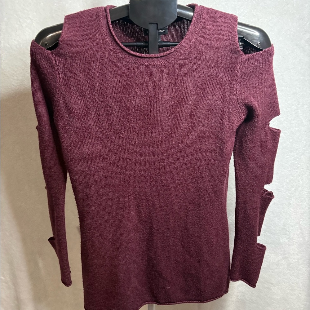 Allison Brittney Burgundy Cutout Sweater